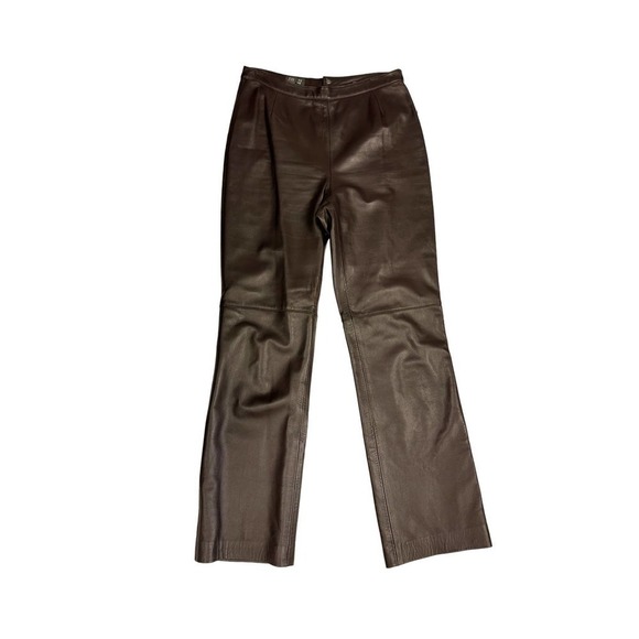Lafayette 148 New York Pants - LAFAYETTE 148 Brown Nappa Leather Wide Leg Pants Sz. 8 nwot